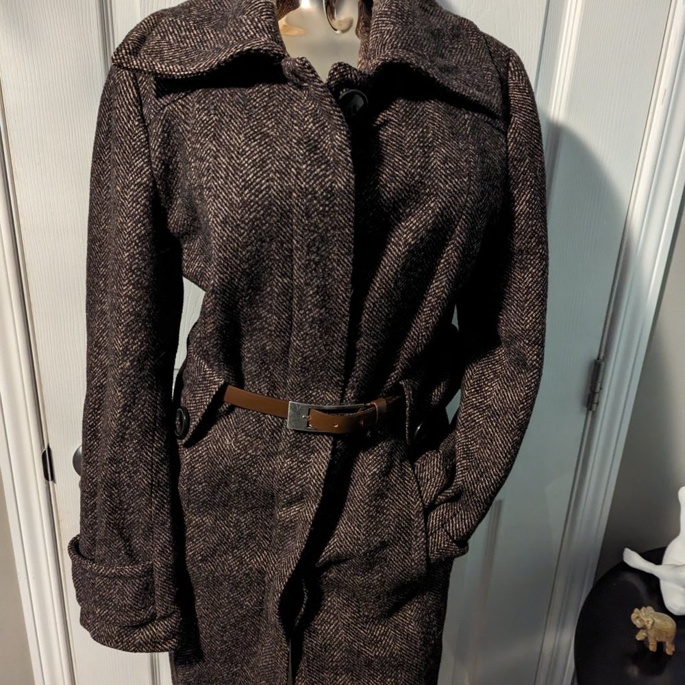 Women's Herringbone Coat with Belt